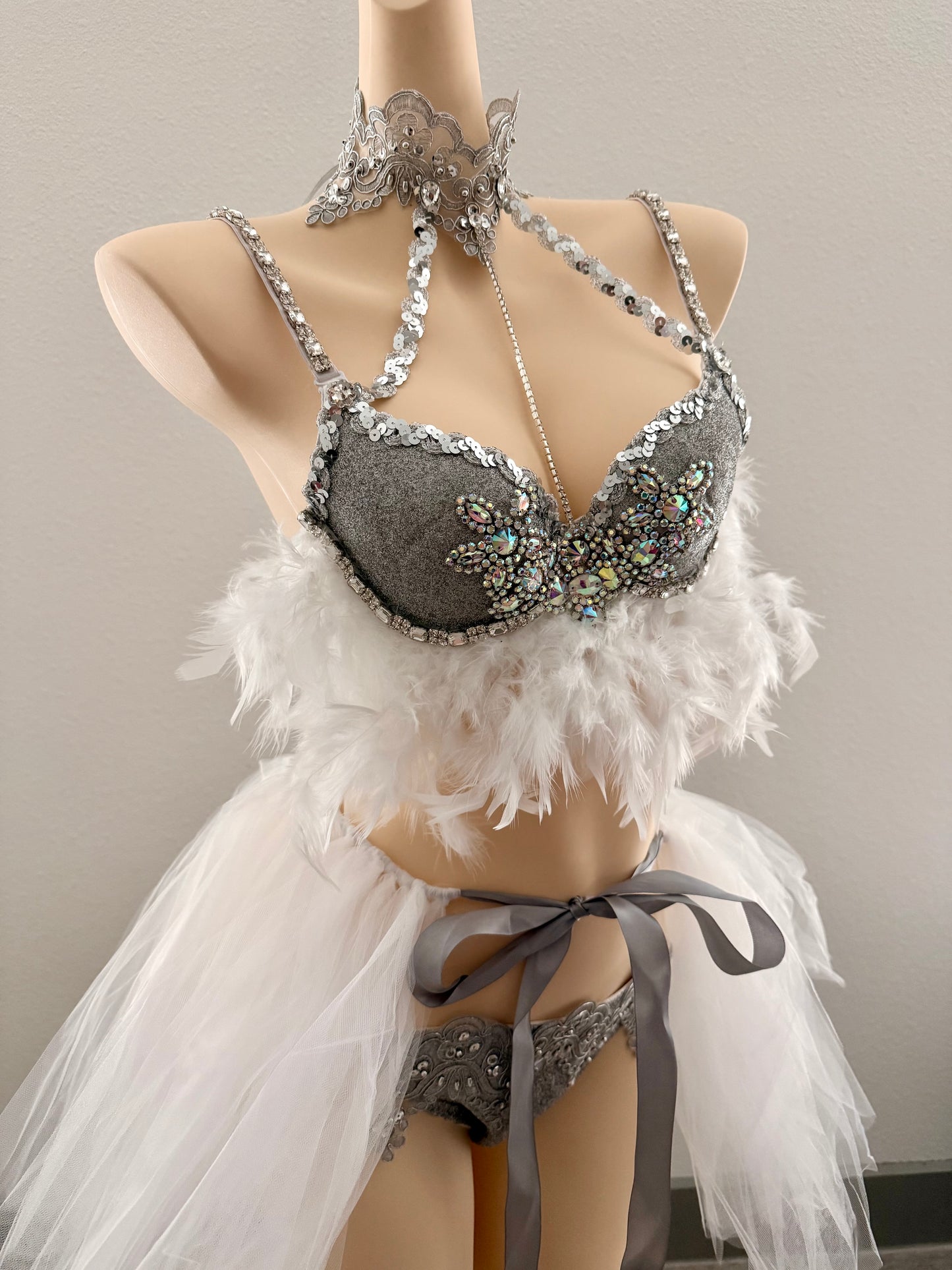 Frosted Angel Rave Festival Outfit | Top + Bottom + Tutu Skirt
