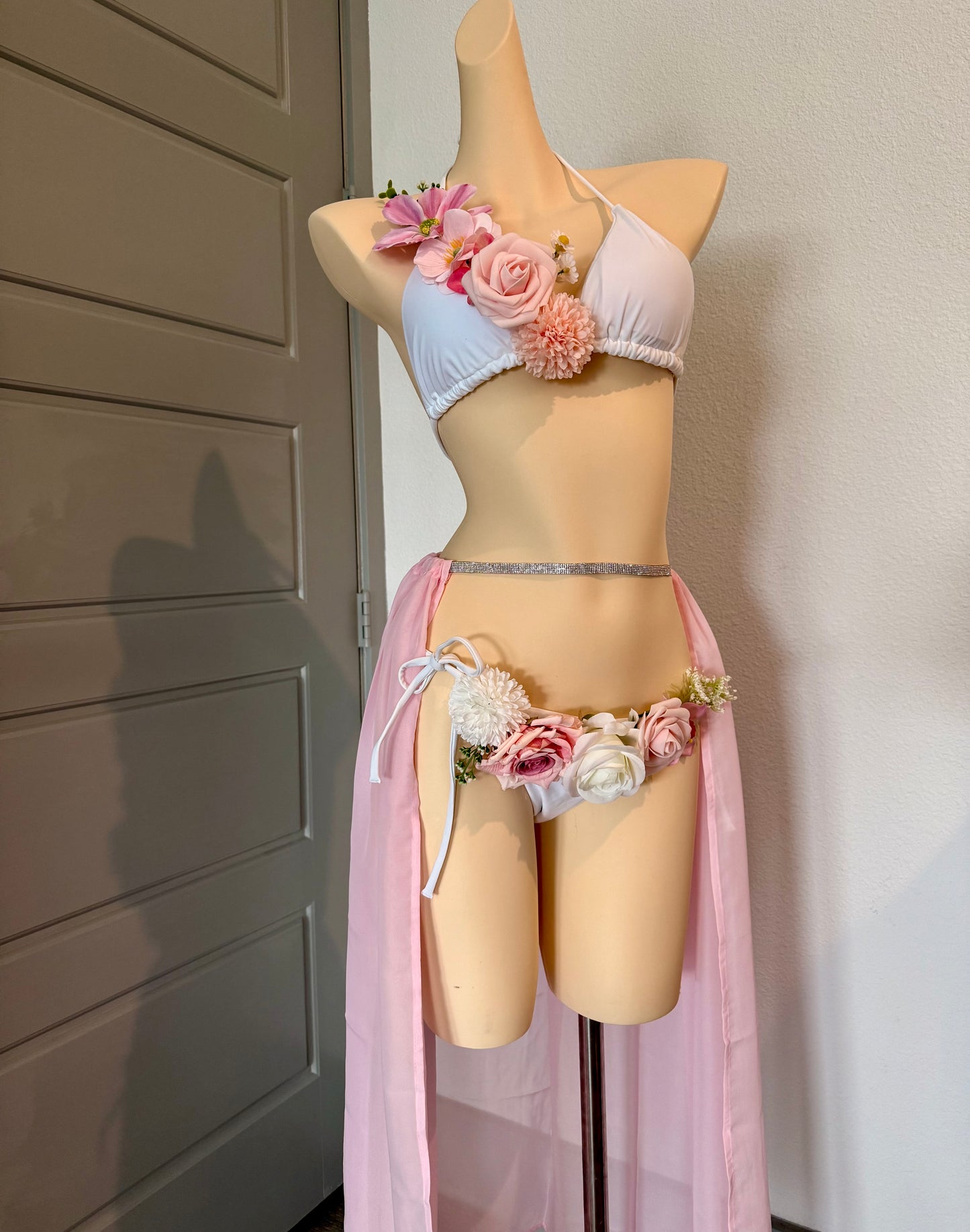 Blush Blossom Rave Festival Outfit | Bikini Top + Bottoms + Skirt | Electric Forest