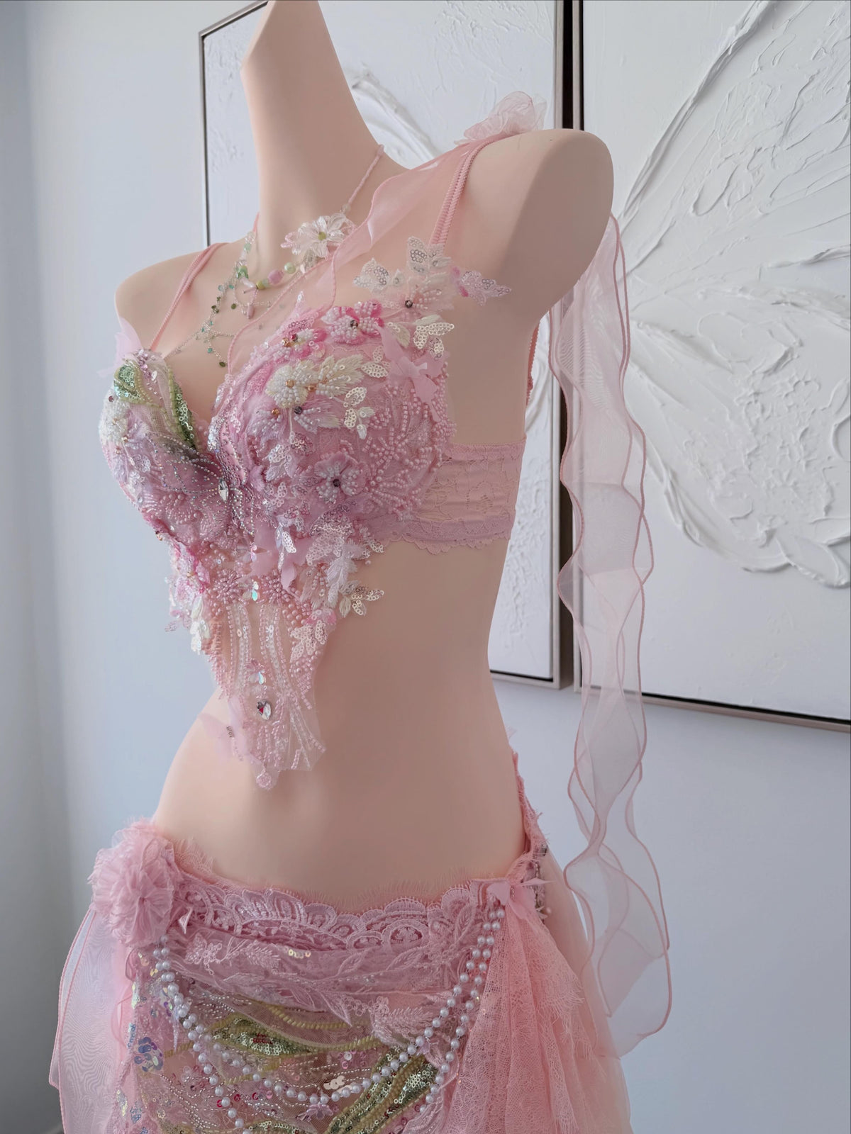 Sugar Bloom Fairy Set | Pink Floral Rave Festival Outfit | Top + Skirt + Shorts + Necklace