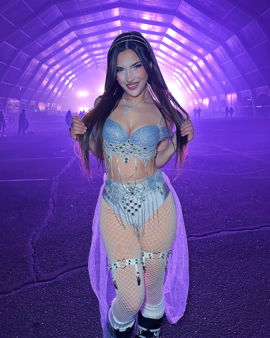 Starlit Princess Rave Outfit | Top + Panties + Mesh Skirt + Necklace 4 Piece Set