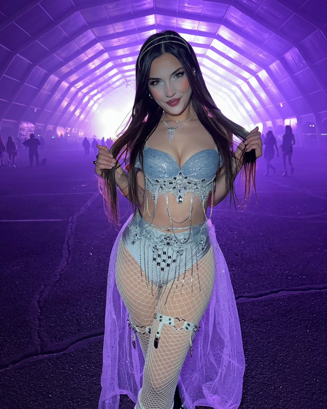 Starlit Princess Rave Outfit | Top + Panties + Mesh Skirt + Necklace 4 Piece Set