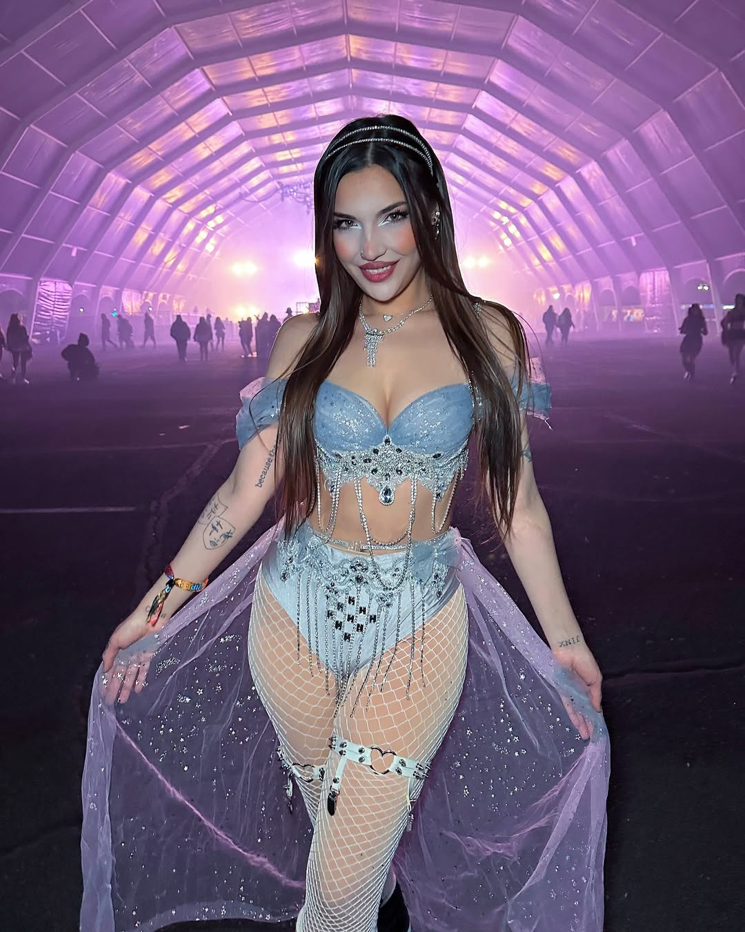 Starlit Princess Rave Outfit | Top + Panties + Mesh Skirt + Necklace 4 Piece Set