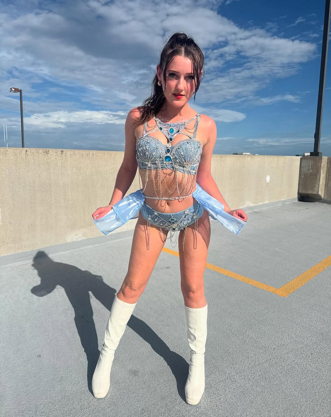 Royal Blue Top + Bottom + Skirt 3 Piece Rave Festival Outfit
