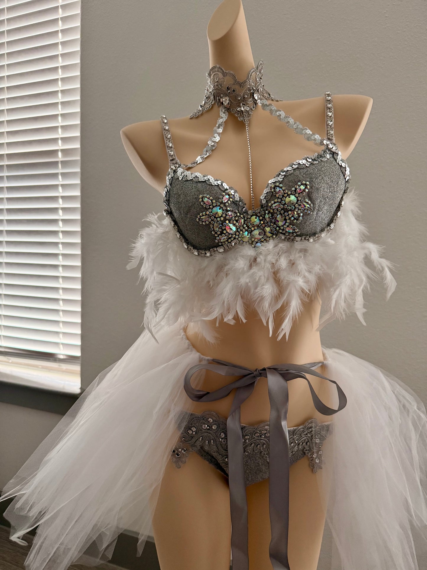 Frosted Angel Rave Festival Outfit | Top + Bottom + Tutu Skirt