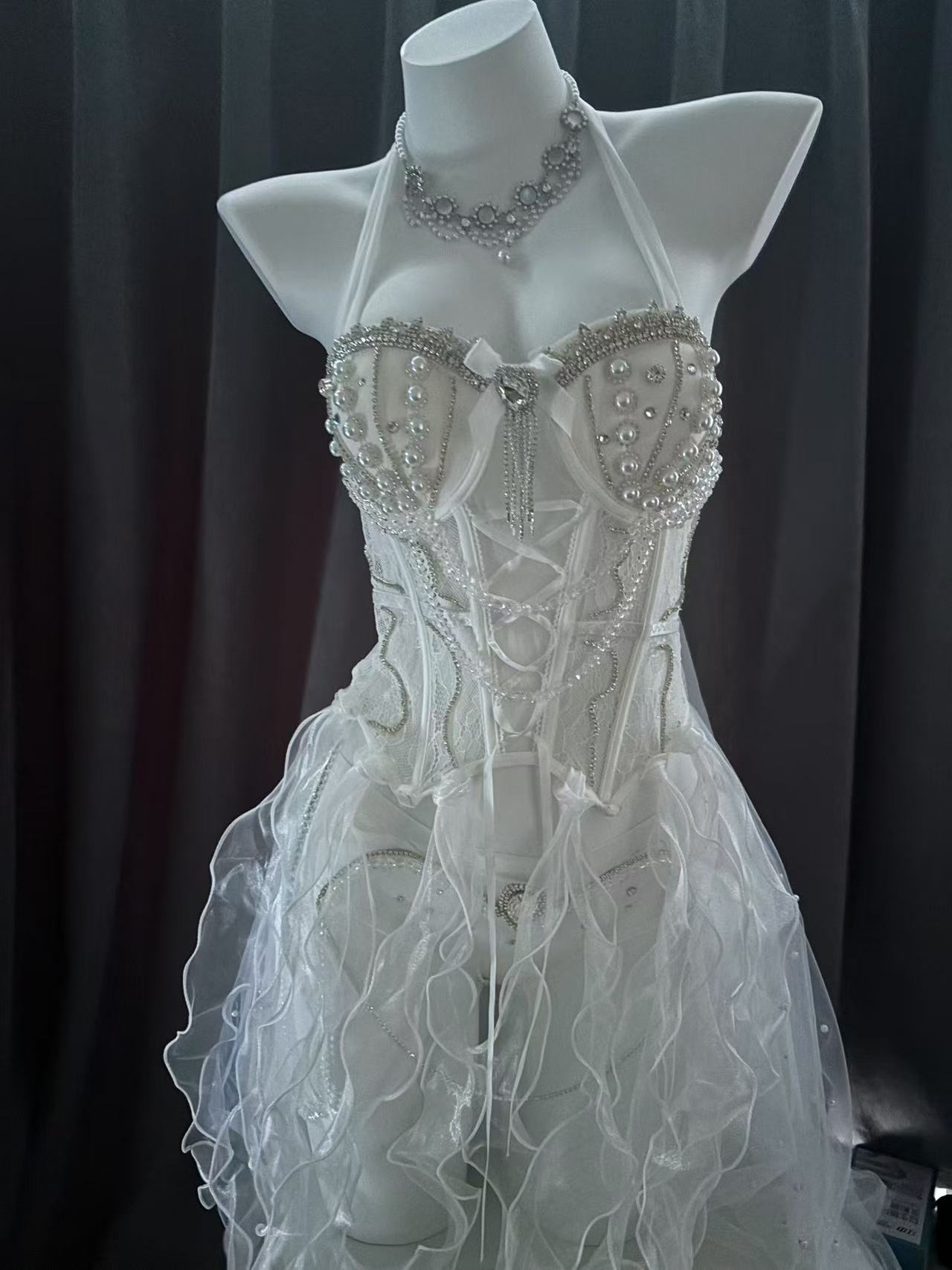 White & Red 2 Colors Princess Outfit | Bra + Panties + Skirt 3 Piece Set