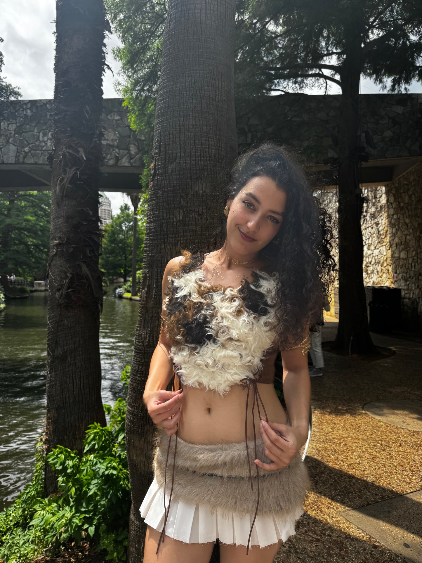 She-Wolf Faux Fur Festival Outfit | Top+ Skirt 2 Piece