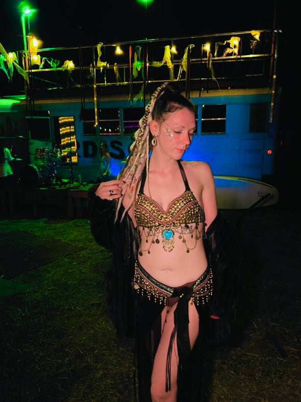 Seraphic Oasis Princess Rave Outfit | Bra + Wrap Skirt 2 Piece Festival Set