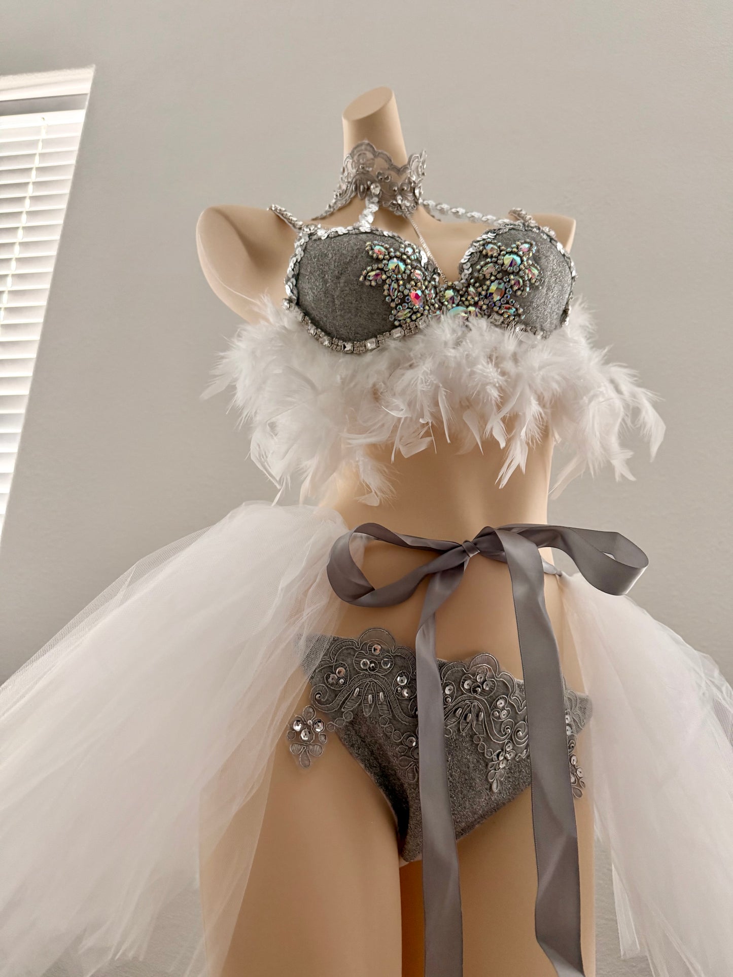 Frosted Angel Rave Festival Outfit | Top + Bottom + Tutu Skirt