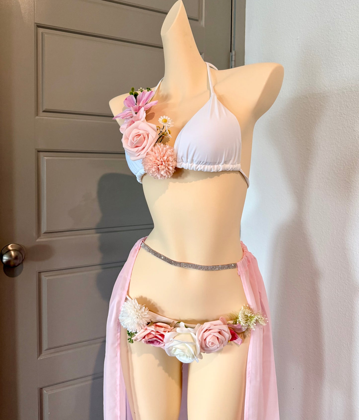 Blush Blossom Rave Festival Outfit | Bikini Top + Bottoms + Skirt | Electric Forest