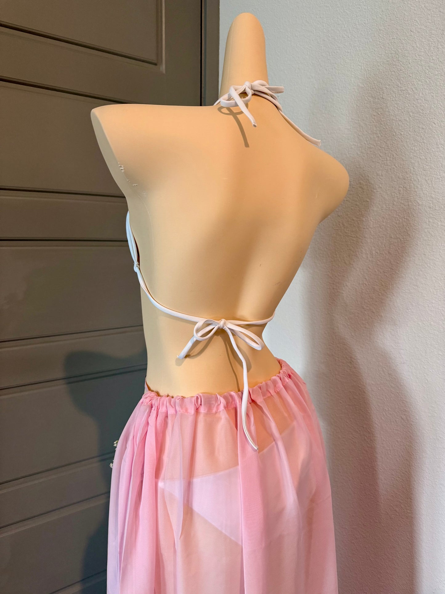 Blush Blossom Rave Festival Outfit | Bikini Top + Bottoms + Skirt | Electric Forest