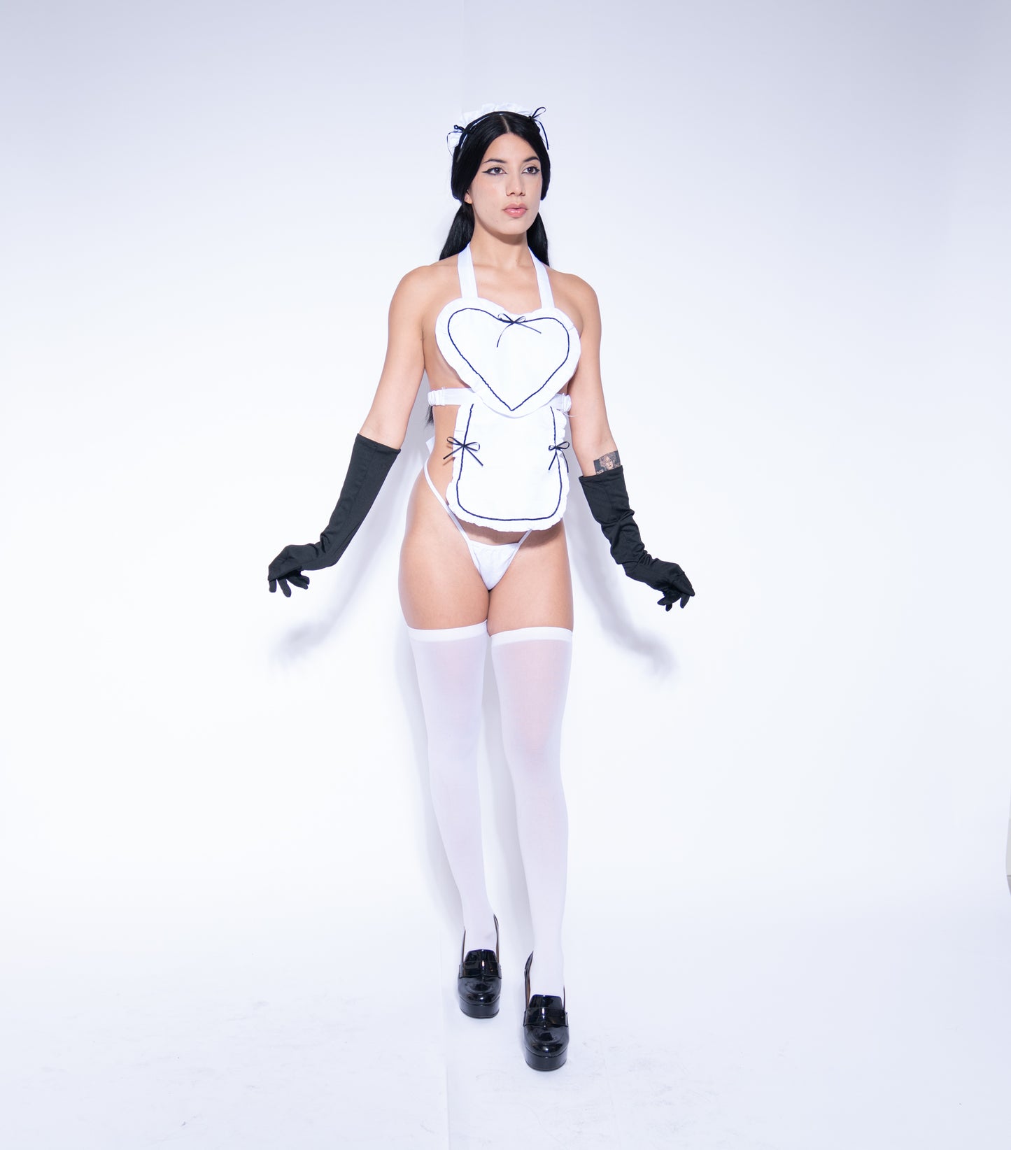Maid Costume for Halloween / Cosplay | Apron Dress + Thong + Head Band + Stockings