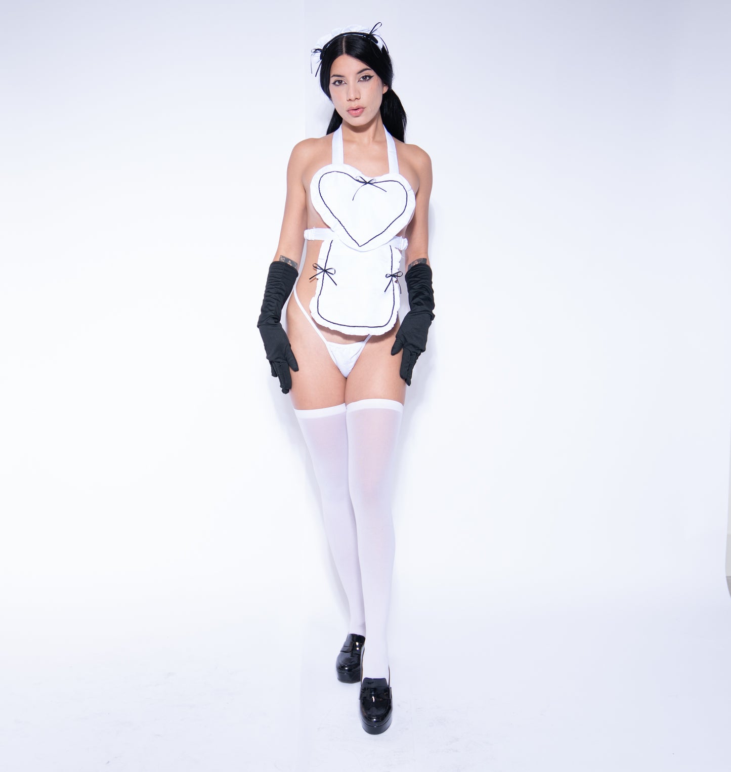 Maid Costume for Halloween / Cosplay | Apron Dress + Thong + Head Band + Stockings