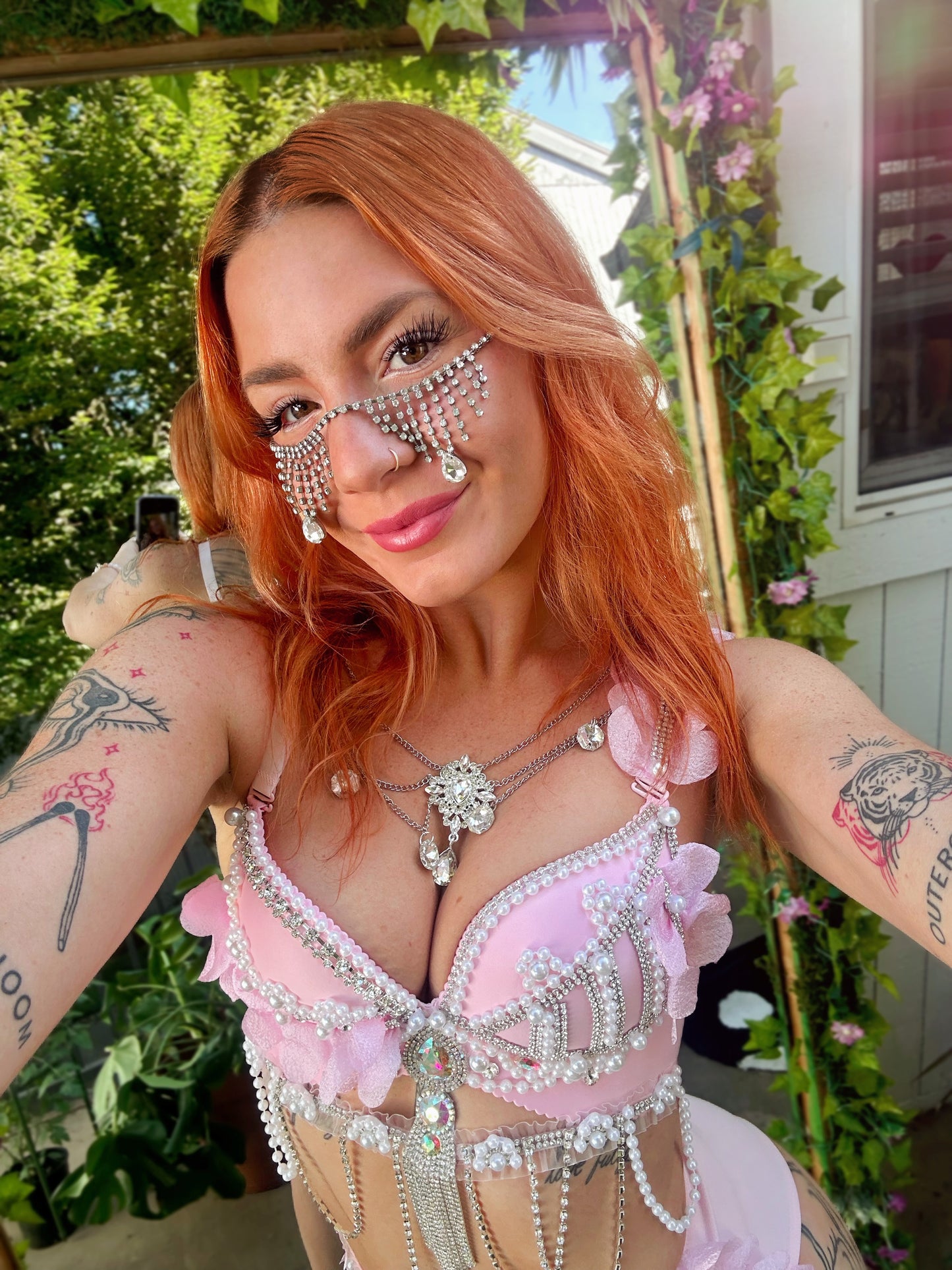 Sakura Blossom Rave Festival Outfit|Bra + Bottom + Skirt 3 Piece