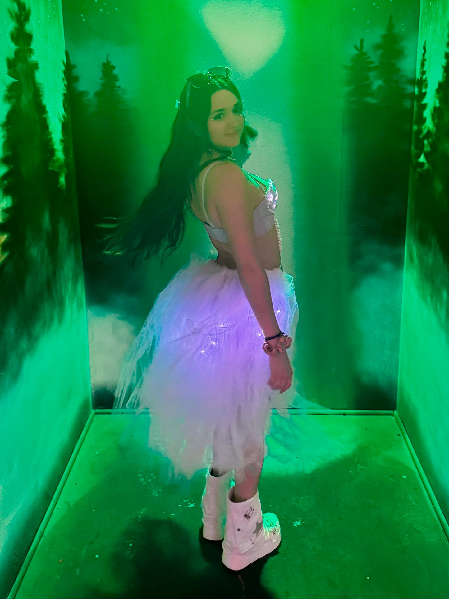 Firefly Glimmer LED Rave Outfit | LED Bra + LED Midi Tutu Skirt + Panties 3 Piece