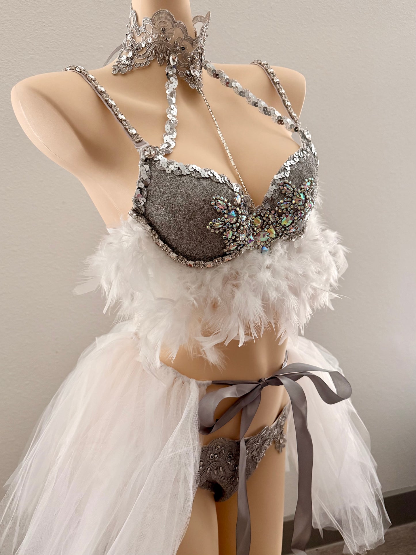 Frosted Angel Rave Festival Outfit | Top + Bottom + Tutu Skirt