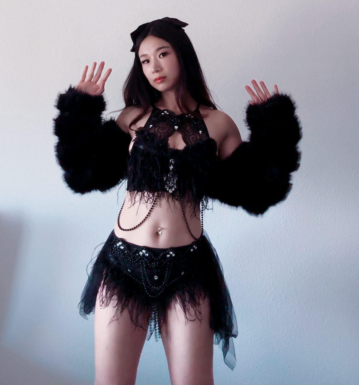 Dark Swan Rave Outfit | Top + Shorts with Skirt (Skort)
