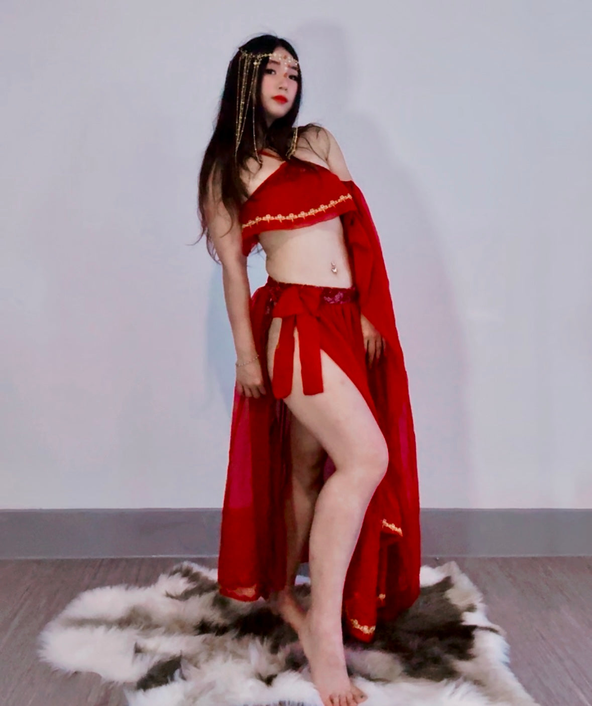 Desert Princess | Exotic Beauty Festival Outfit | Top + Skirt + Scarf 3 Piece Set