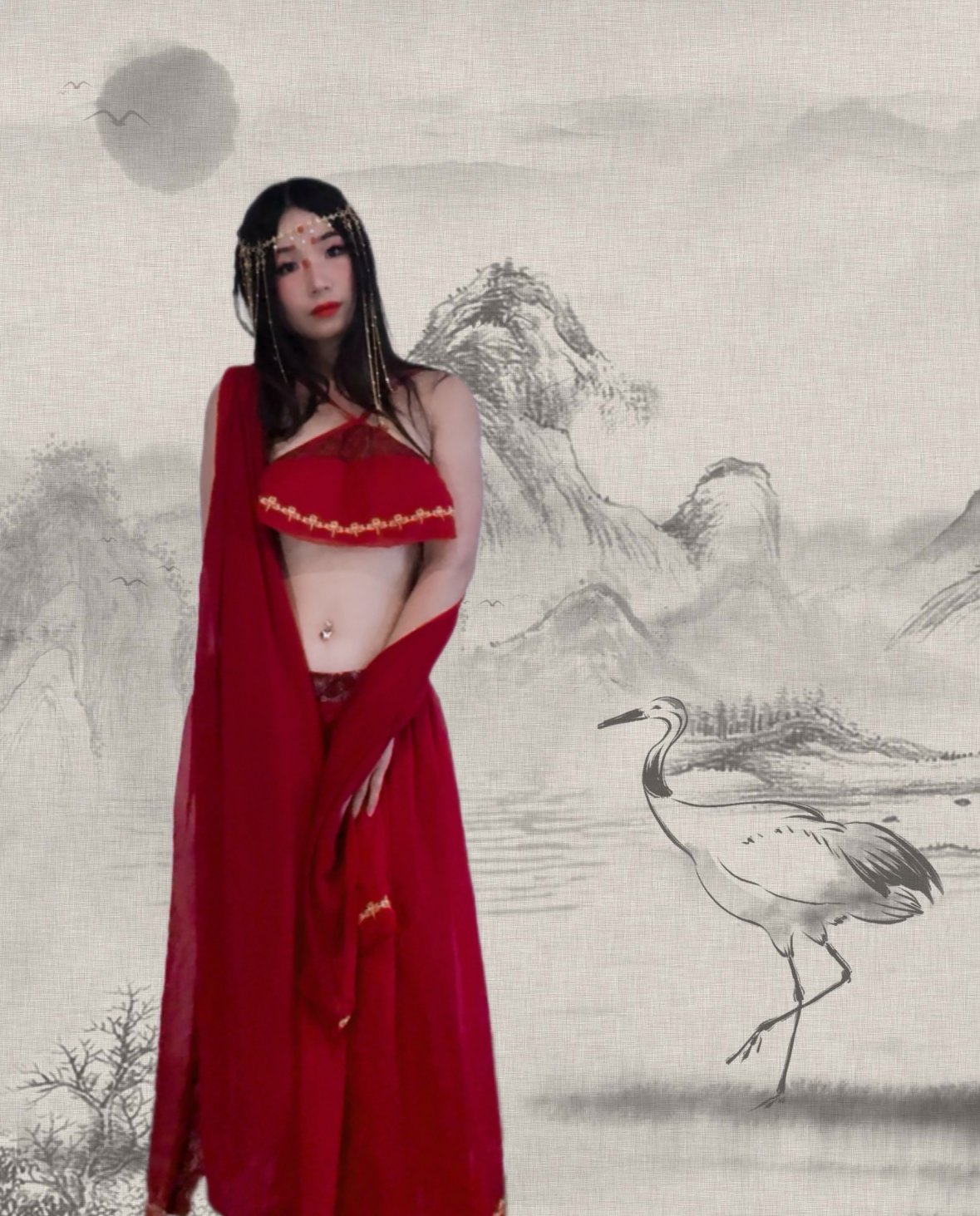 Desert Princess | Exotic Beauty Festival Outfit | Top + Skirt + Scarf 3 Piece Set