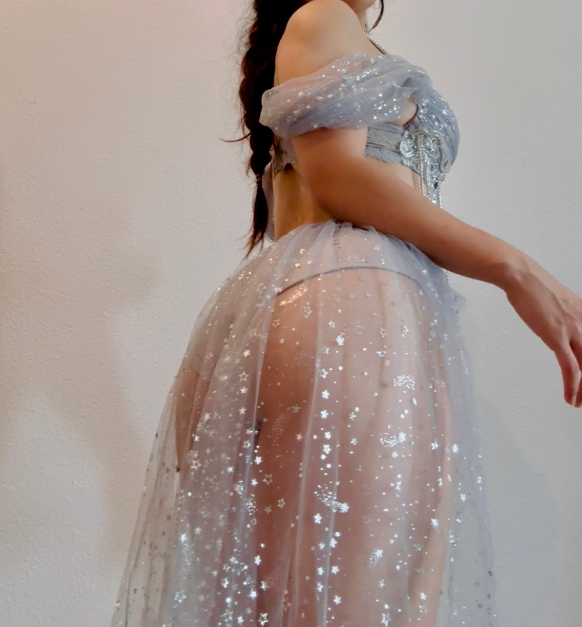 Starlit Princess Rave Outfit | Top + Panties + Mesh Skirt + Necklace 4 Piece Set