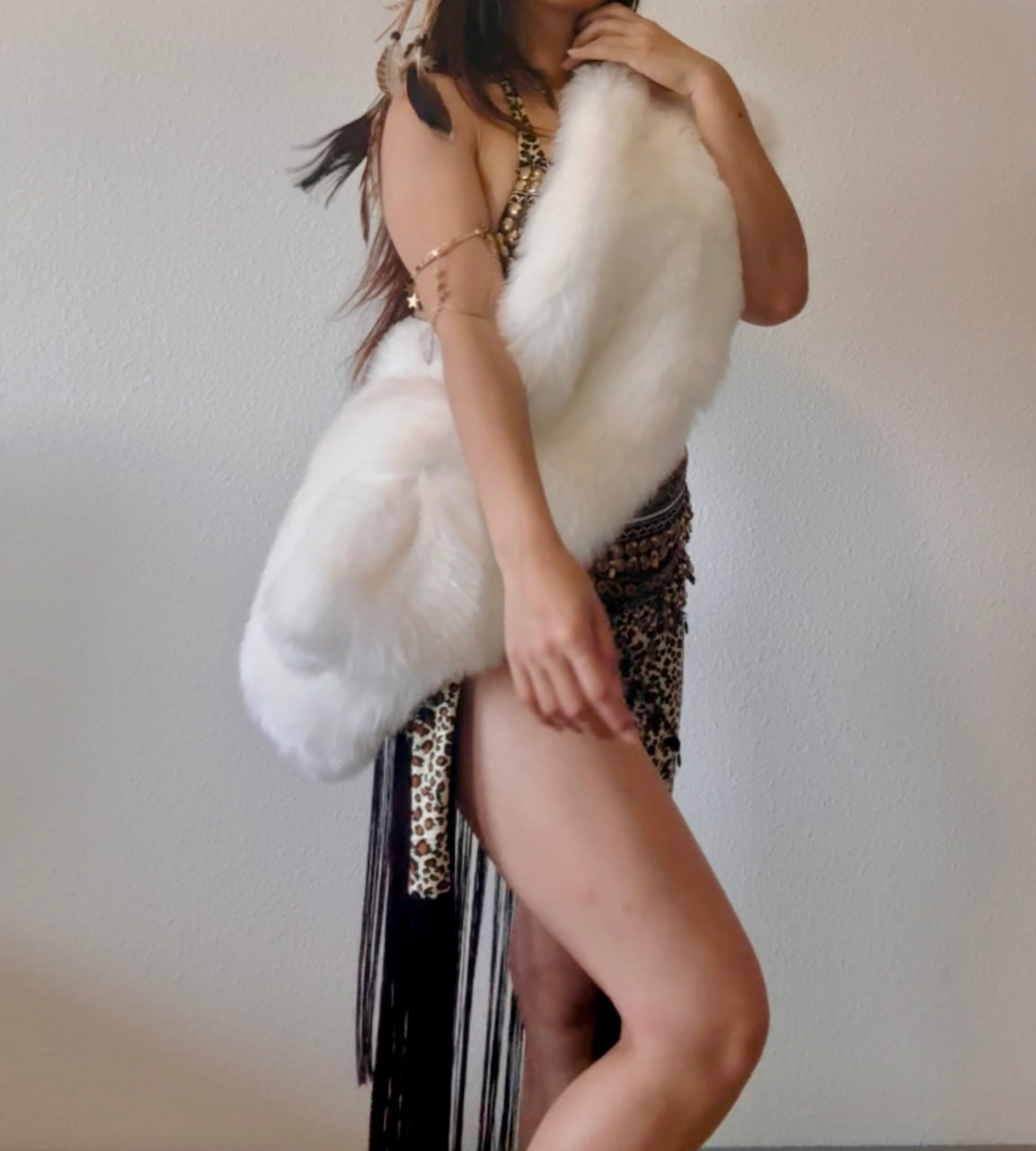 Fluffy Faux Fur Cape / Scarf | Festival Accessary