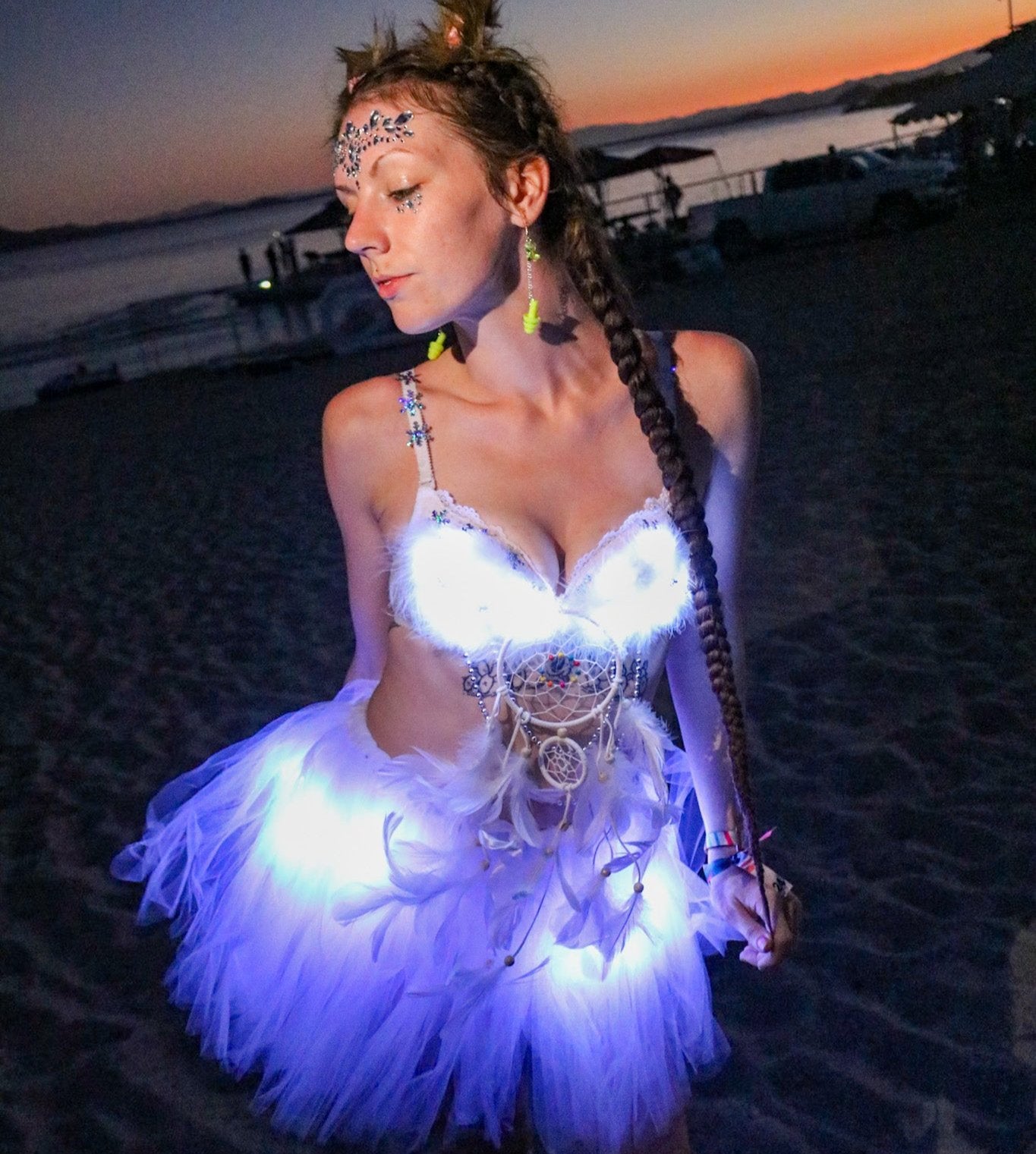 Dream Catcher LED Festival Outfit | Bra + Tutu Skirt 2 Piece Set