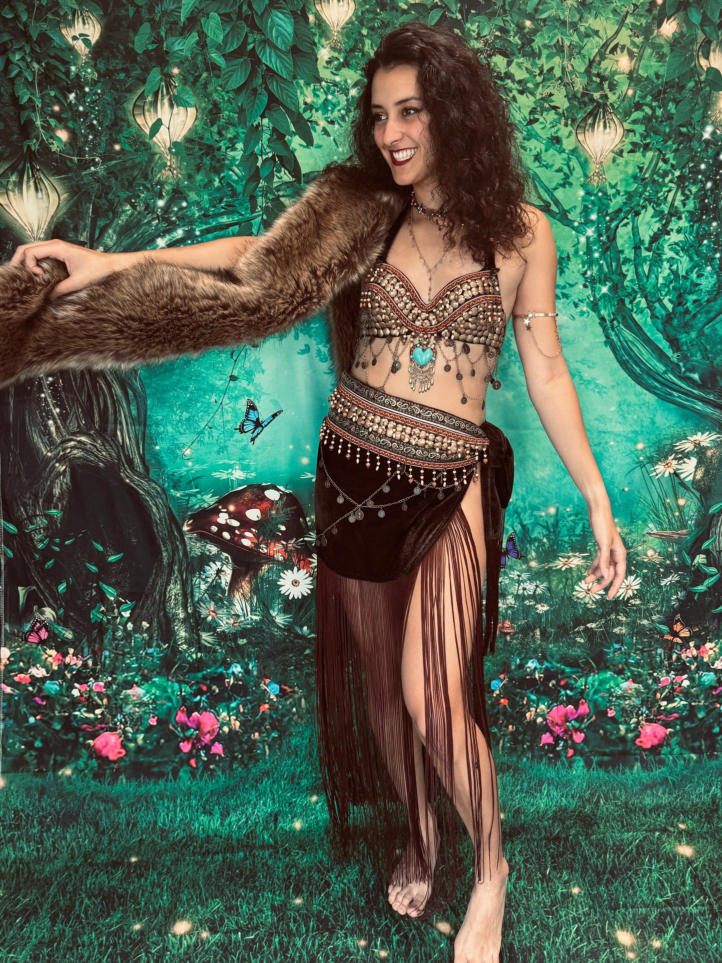 Seraphic Oasis Princess Rave Outfit | Bra + Wrap Skirt 2 Piece Festival Set