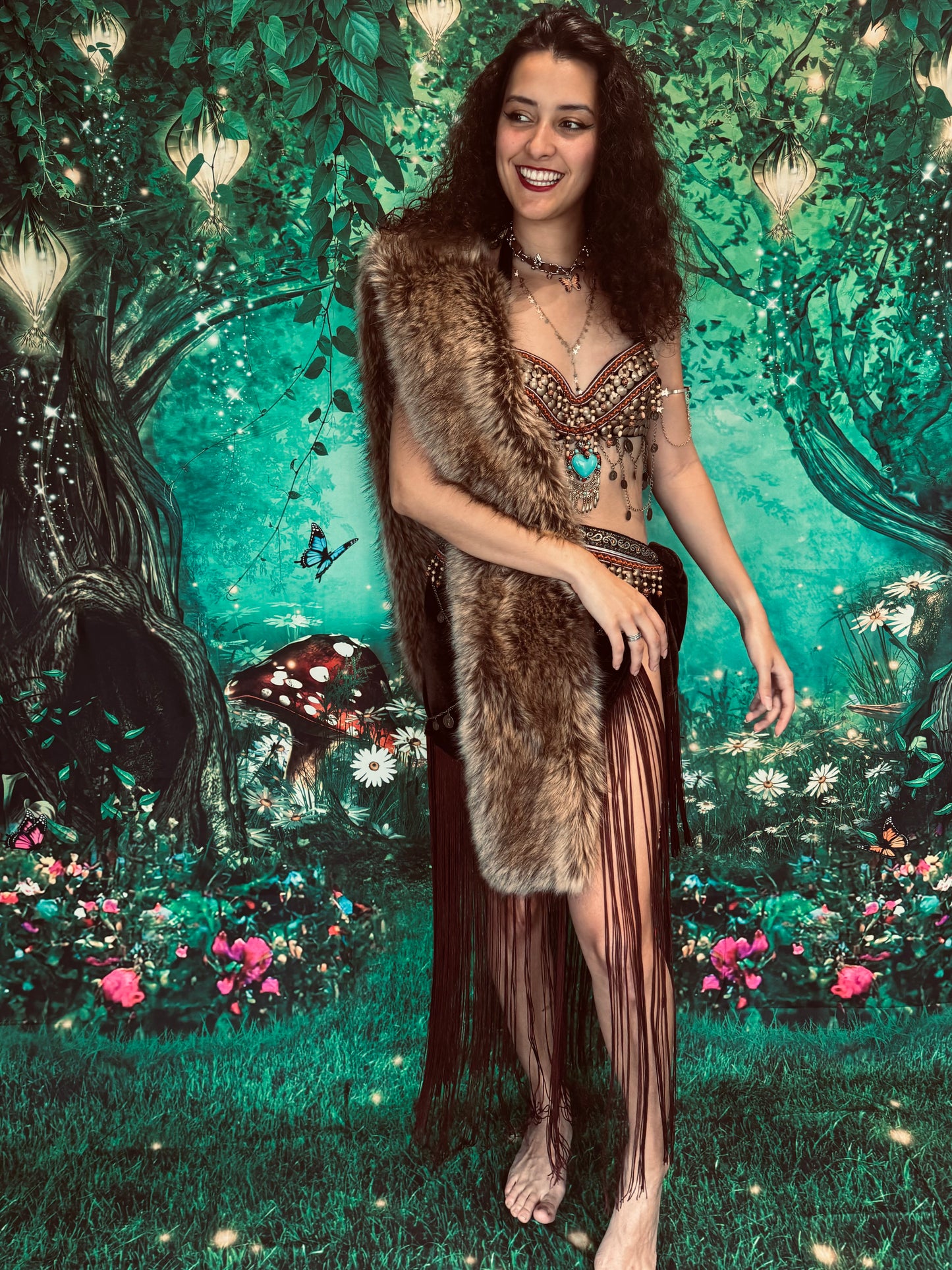 Seraphic Oasis Princess Rave Outfit | Bra + Wrap Skirt 2 Piece Festival Set