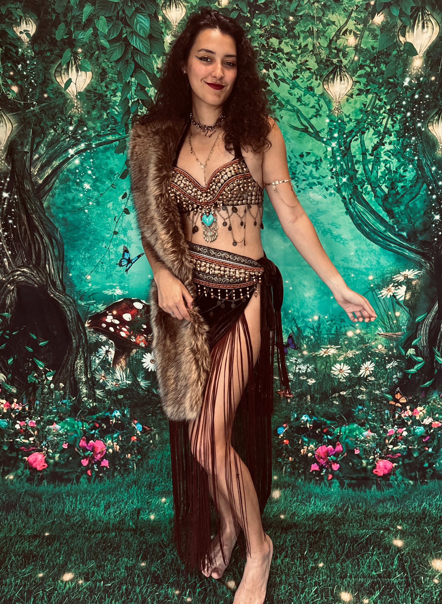 Seraphic Oasis Princess Rave Outfit | Bra + Wrap Skirt 2 Piece Festival Set