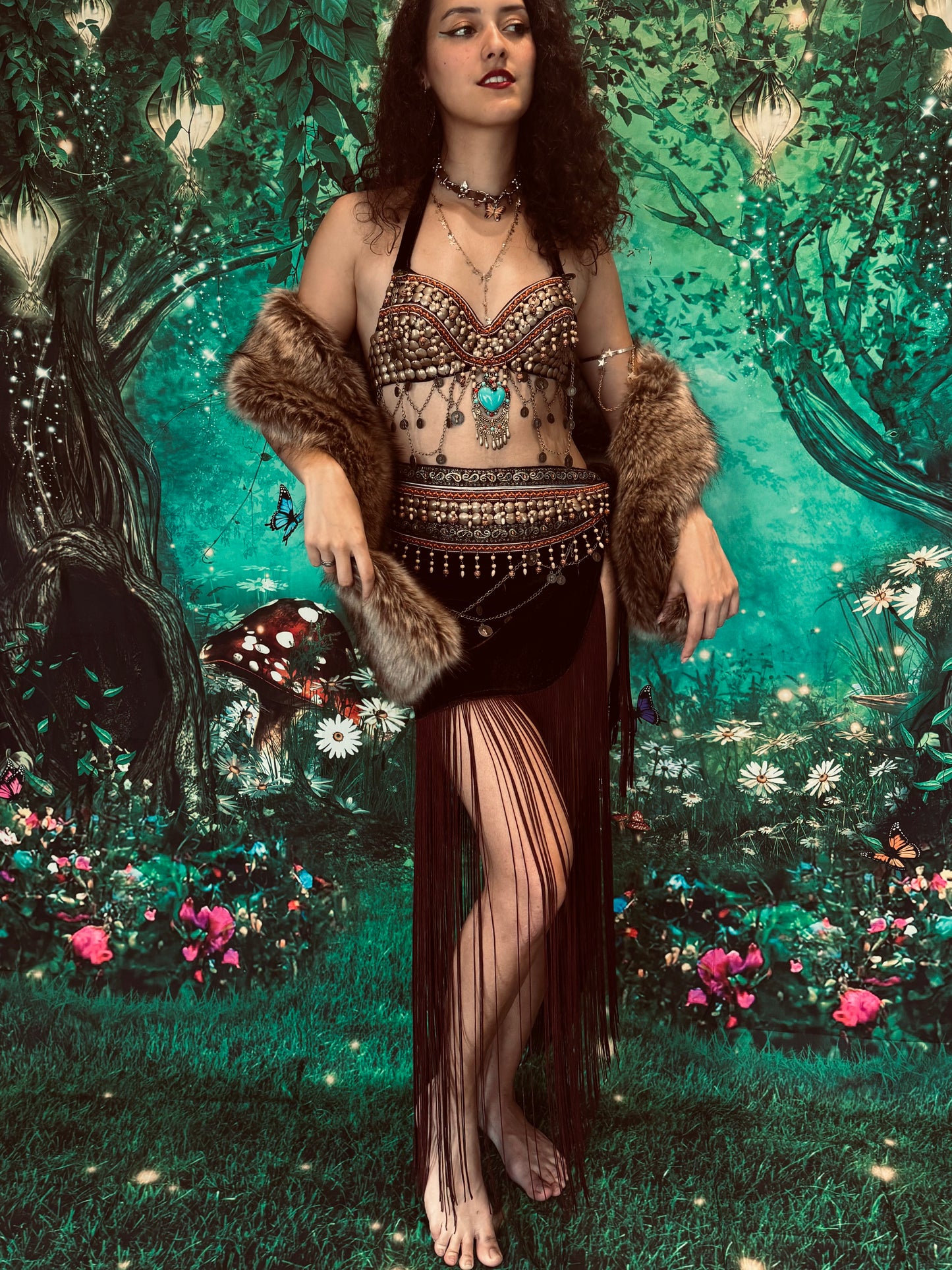 Seraphic Oasis Princess Rave Outfit | Bra + Wrap Skirt 2 Piece Festival Set