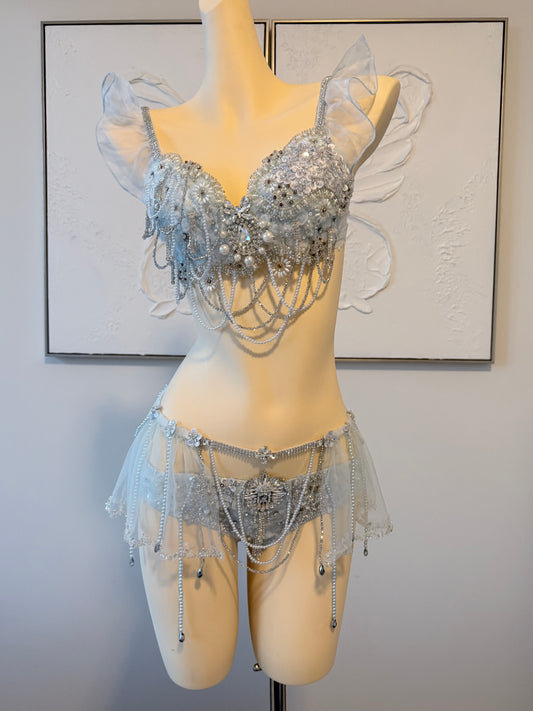 Frost Sparkle Rave Festival Outfit | Top + Bottom + Skirt