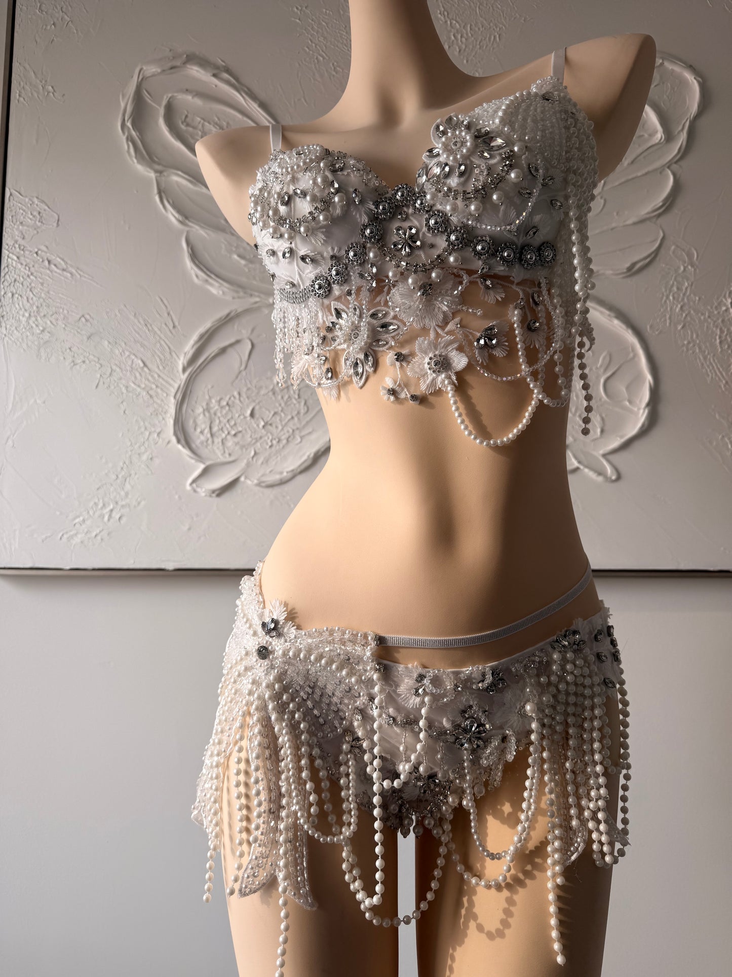 Pearl Heiress Rave Festival Outfit | White Top + Bottom