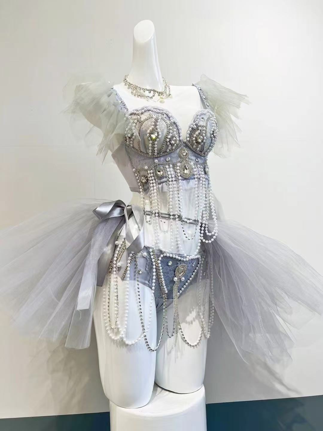 Ballerina Fantasy | Rave Festival Outfit | Top + Bottom + Tutu Skirt