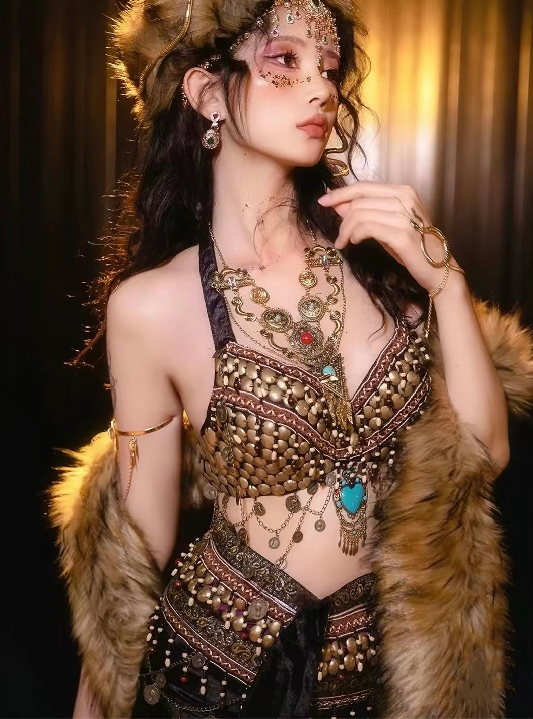 Seraphic Oasis Princess Rave Outfit | Bra + Wrap Skirt 2 Piece Festival Set