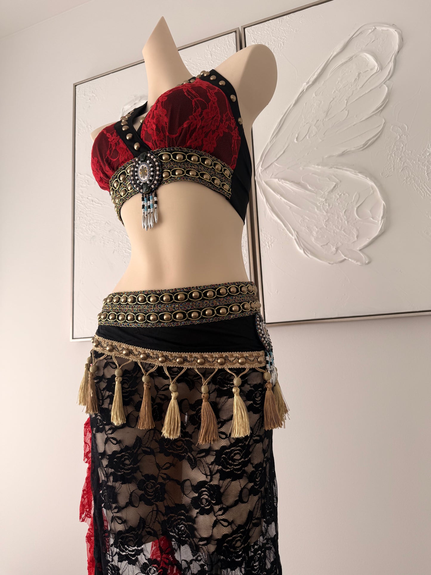 Lace Enchantress | Rave Festival Outfit | Top + Skirt 2 Piece Set