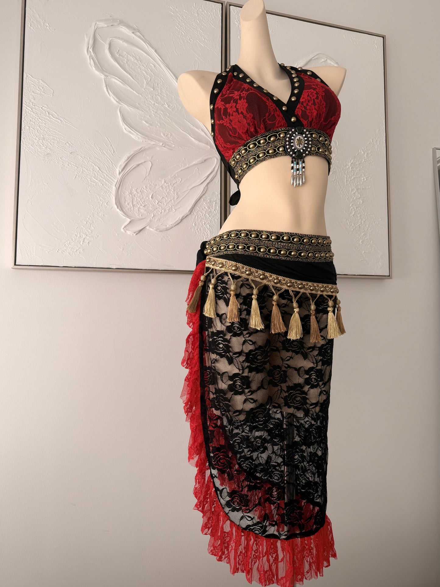 Lace Enchantress | Rave Festival Outfit | Top + Skirt 2 Piece Set