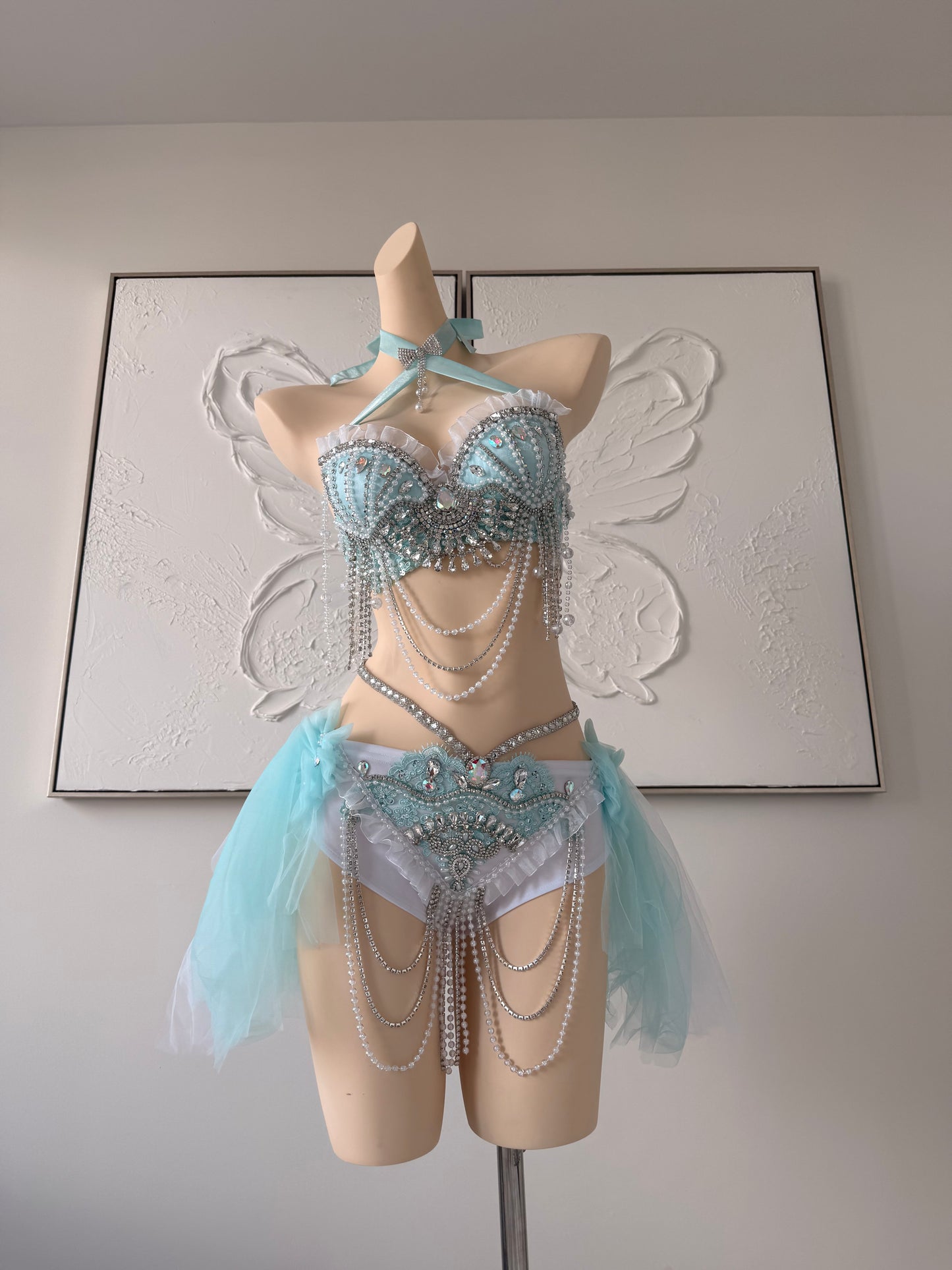 Seafoam Mermaid Rave Festival Outfit | Top + Bottom