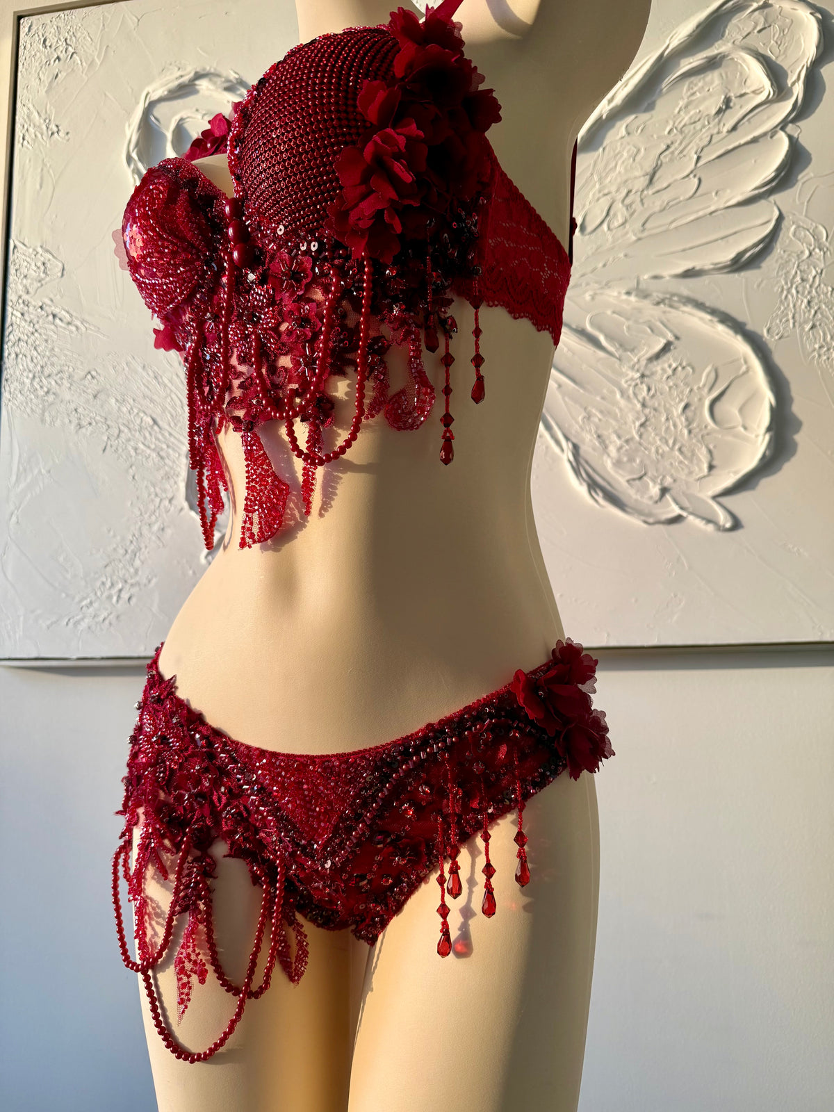 Scarlet Desire Rave Festival Outfit | Red Top + Bottom