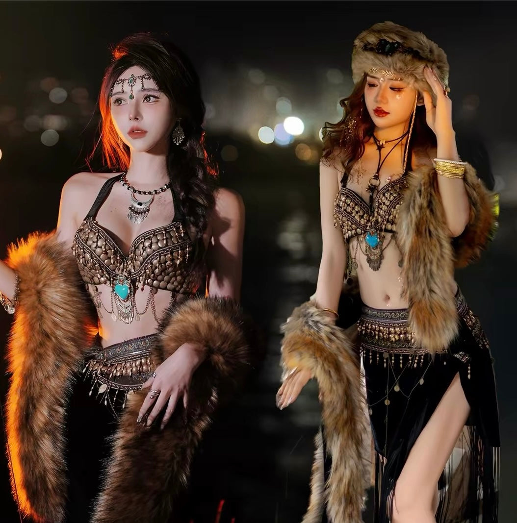 Seraphic Oasis Princess Rave Outfit | Bra + Wrap Skirt 2 Piece Festival Set