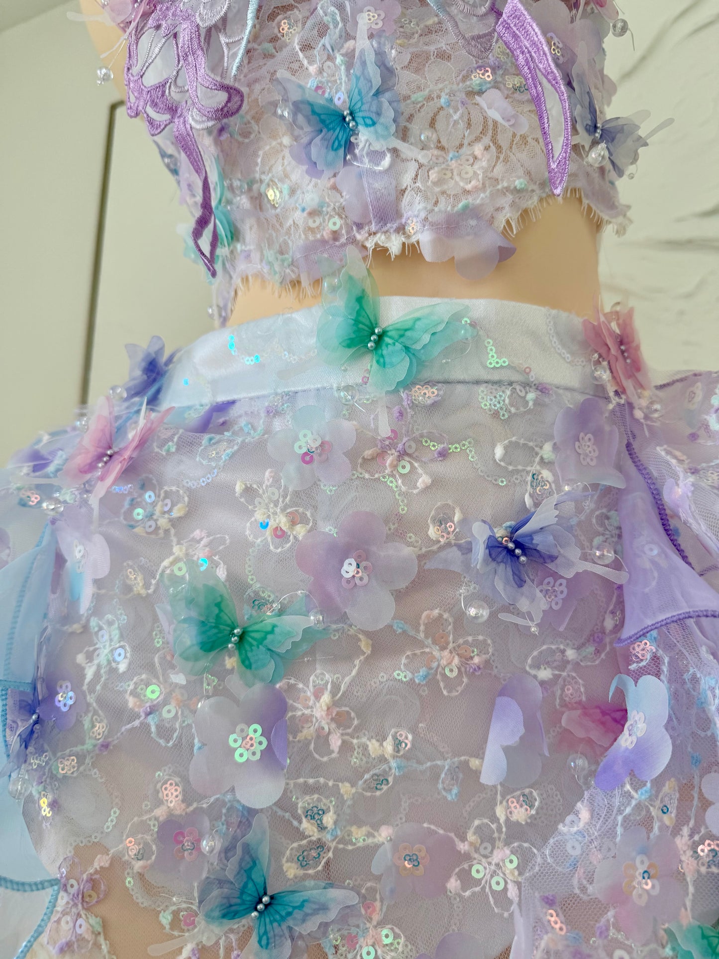Lavender Halo Fairy Set | 3D Butterfly Rave Festival Outfit | Top + Skorts