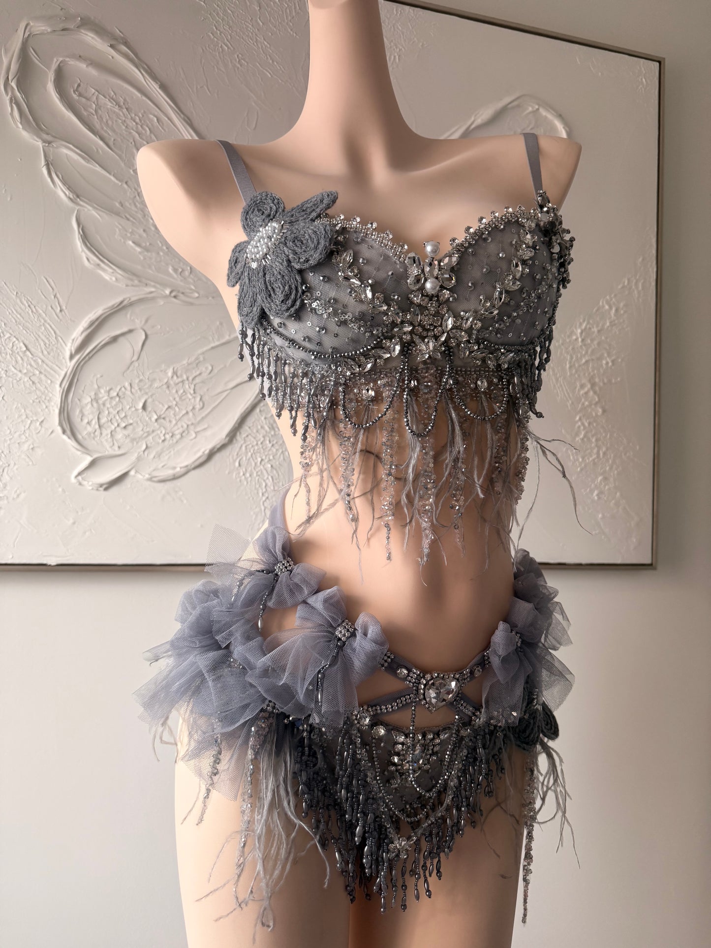 Twilight Seraphine Rave Festival Outfit | Top + Bottom (Grey)