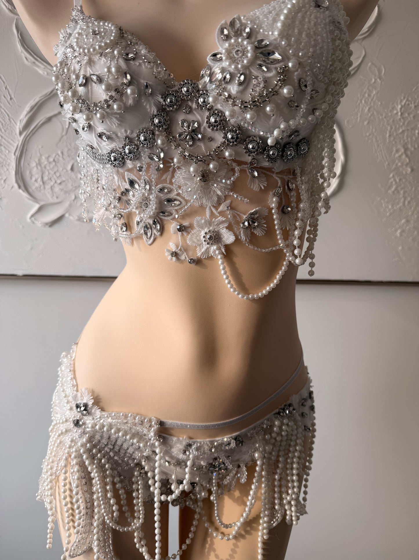 Pearl Heiress Rave Festival Outfit | White Top + Bottom