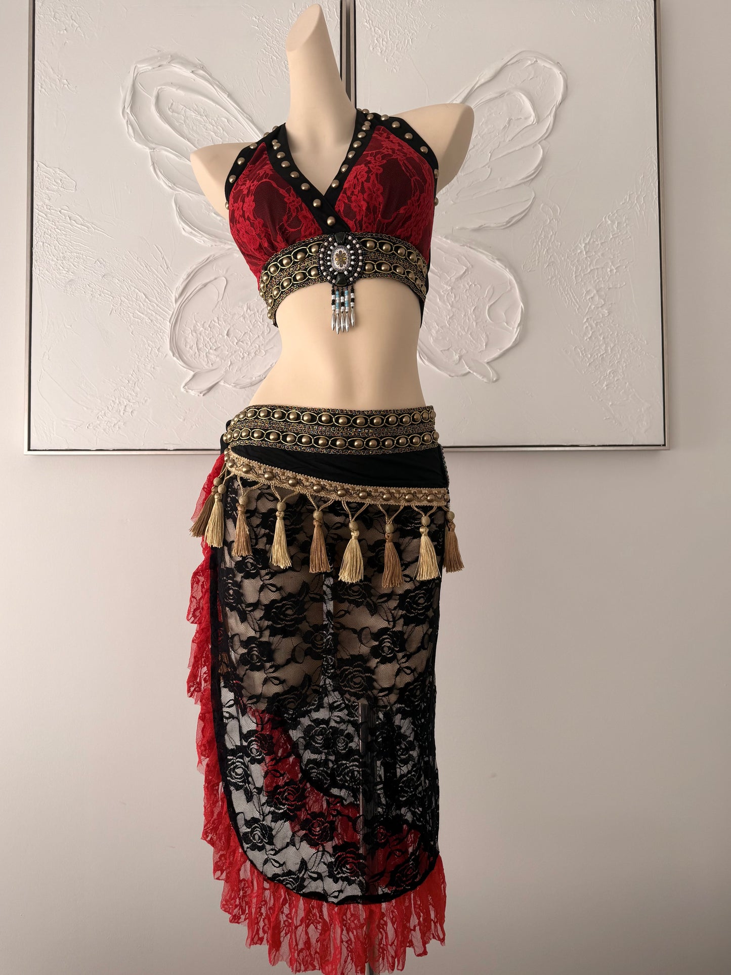 Lace Enchantress | Rave Festival Outfit | Top + Skirt 2 Piece Set