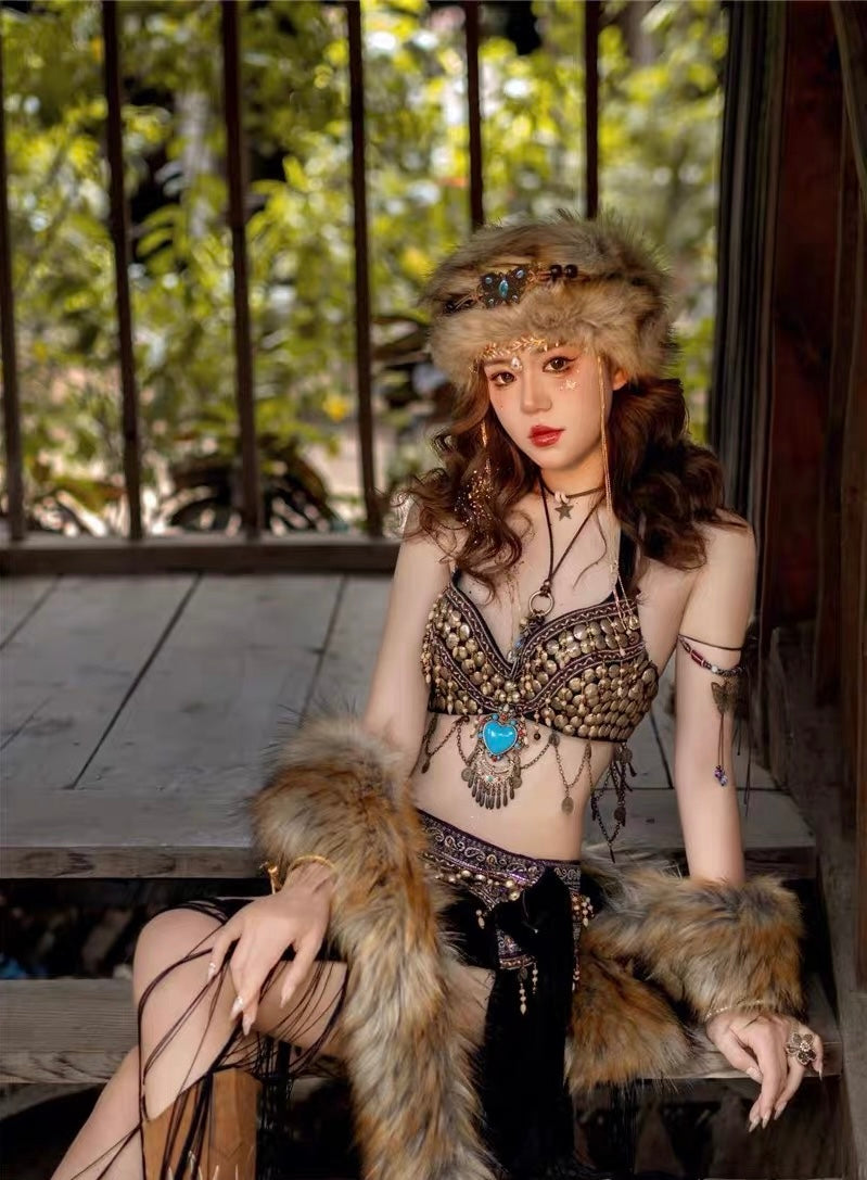 Seraphic Oasis Princess Rave Outfit | Bra + Wrap Skirt 2 Piece Festival Set
