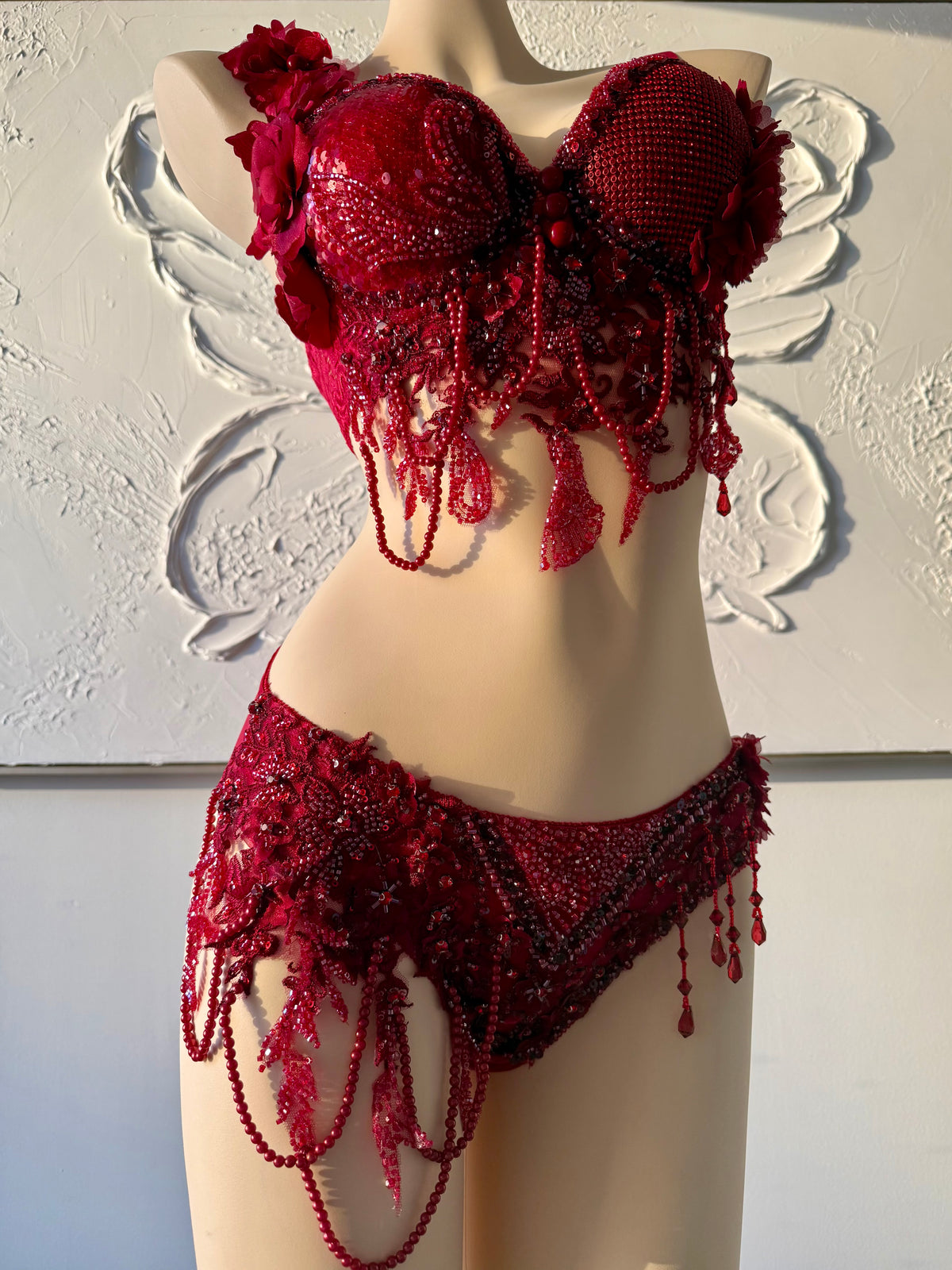 Scarlet Desire Rave Festival Outfit | Red Top + Bottom