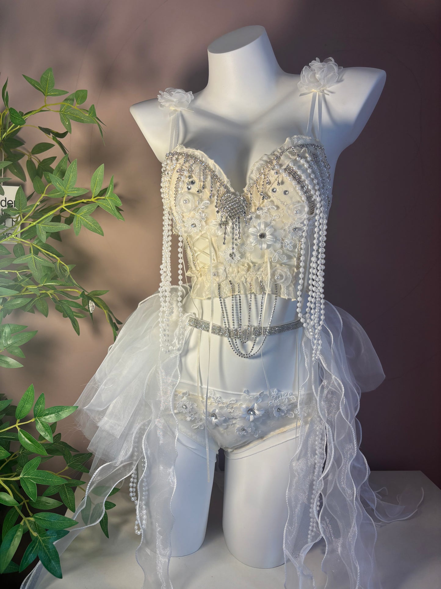 Heavenly Bloom Rave Festival Outfit | Top + Bottom + Skirt