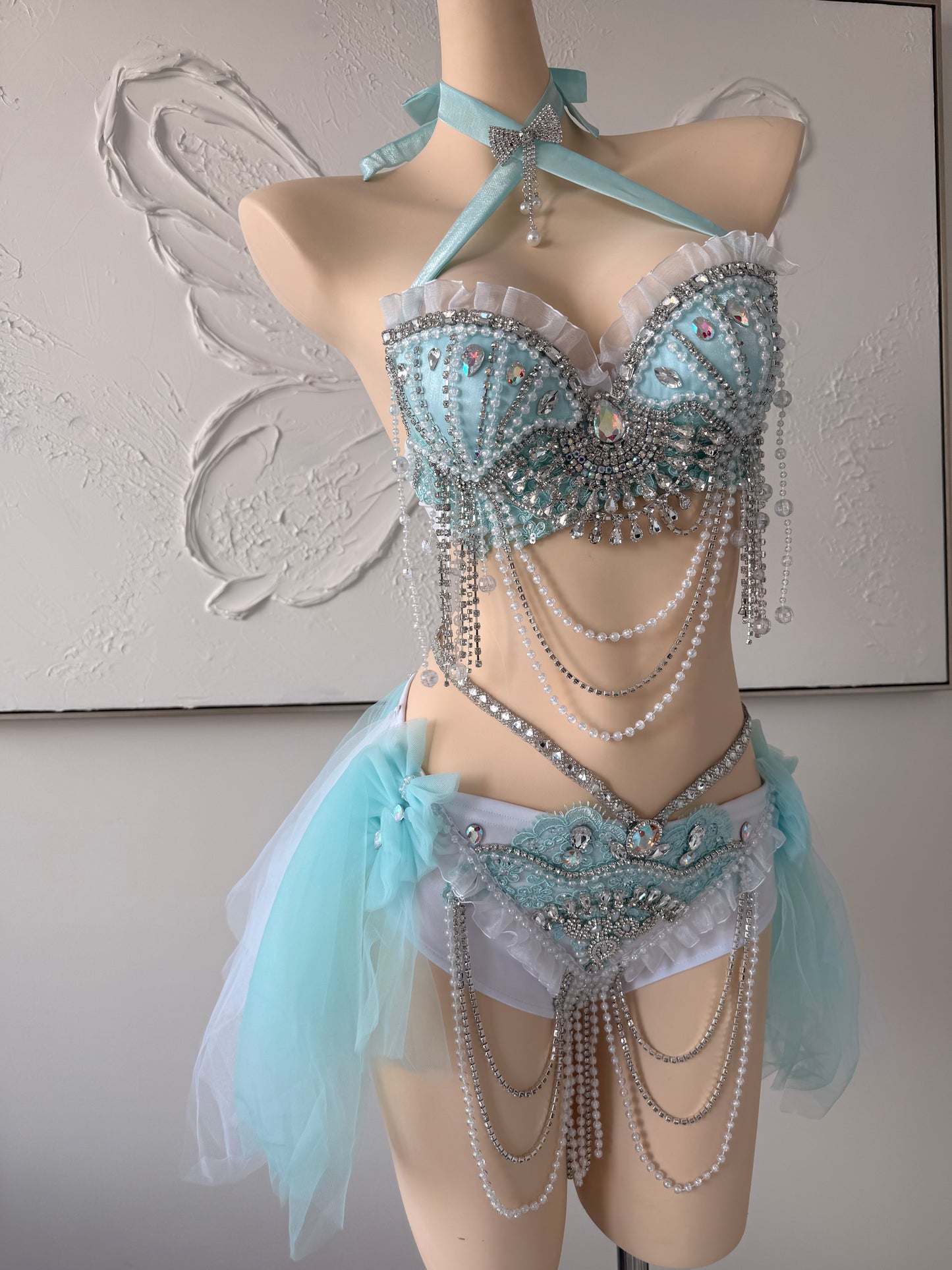 Seafoam Mermaid Rave Festival Outfit | Top + Bottom