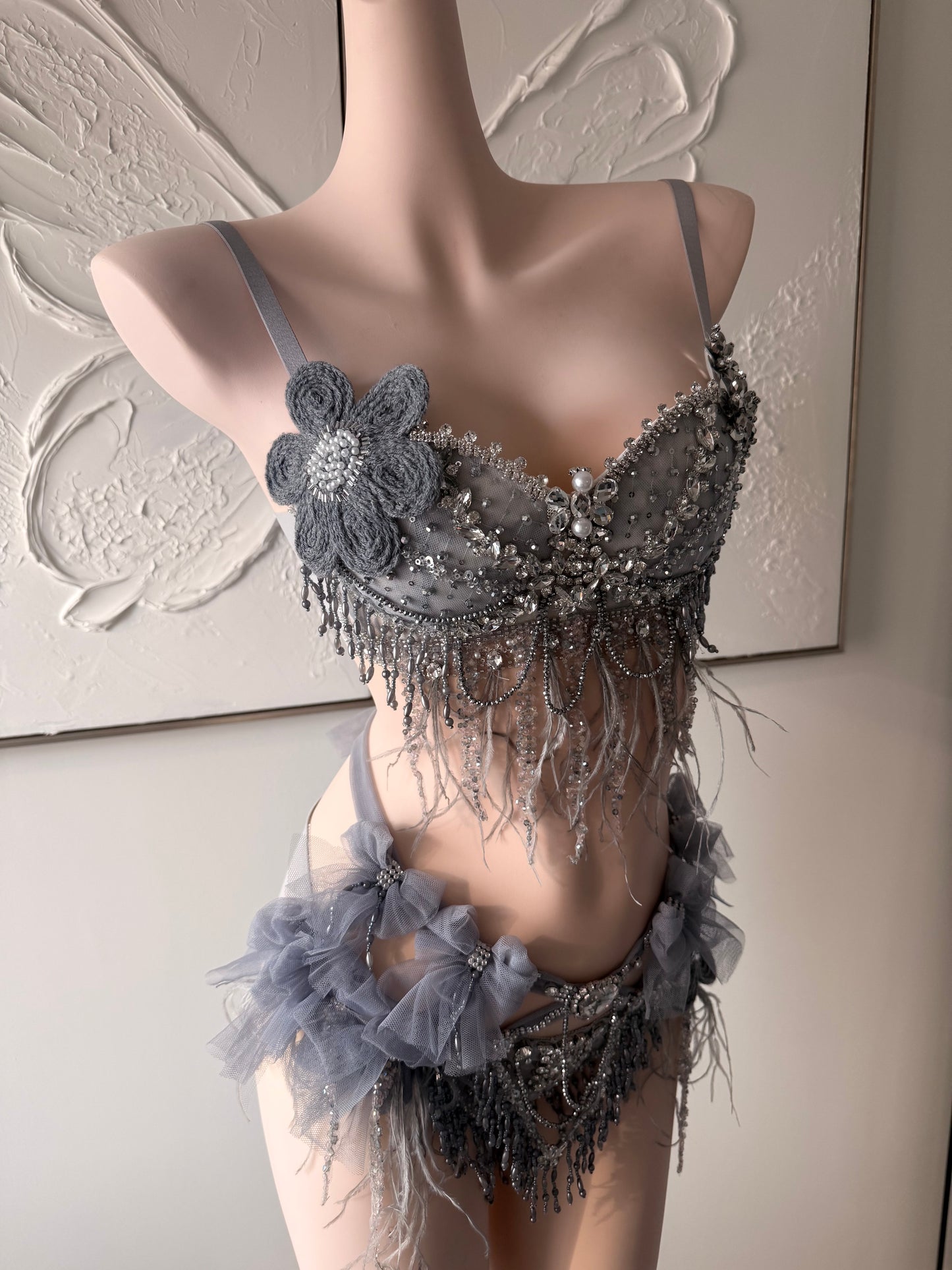 Twilight Seraphine Rave Festival Outfit | Top + Bottom (Grey)