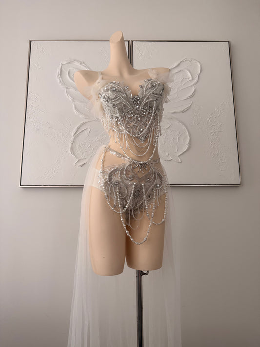Aurora de Perle Rave Festival Outfit | Top + Bottom w Skirt