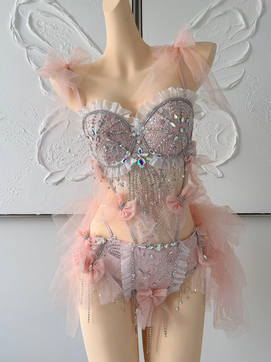 Soft Blush Rave Festival Outfit | Bodysuit