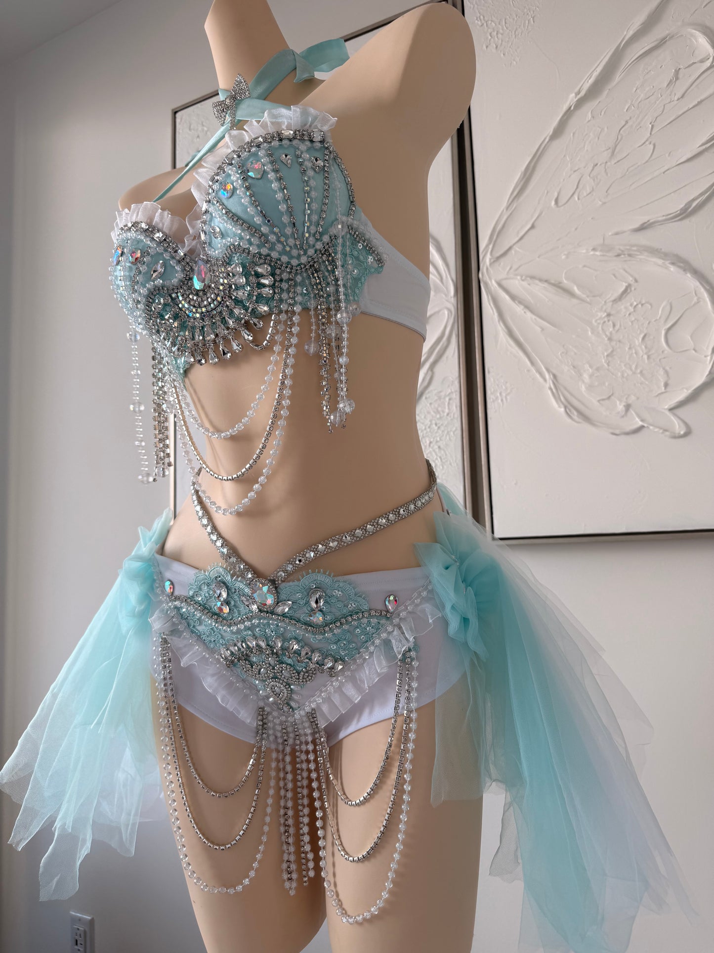 Seafoam Mermaid Rave Festival Outfit | Top + Bottom